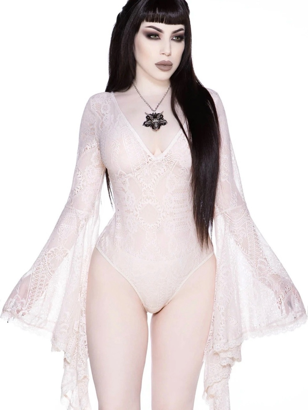 Kill Star Lace Fatal Attraction Bodysuit [IVORY] XS Whimsgoth Romantic